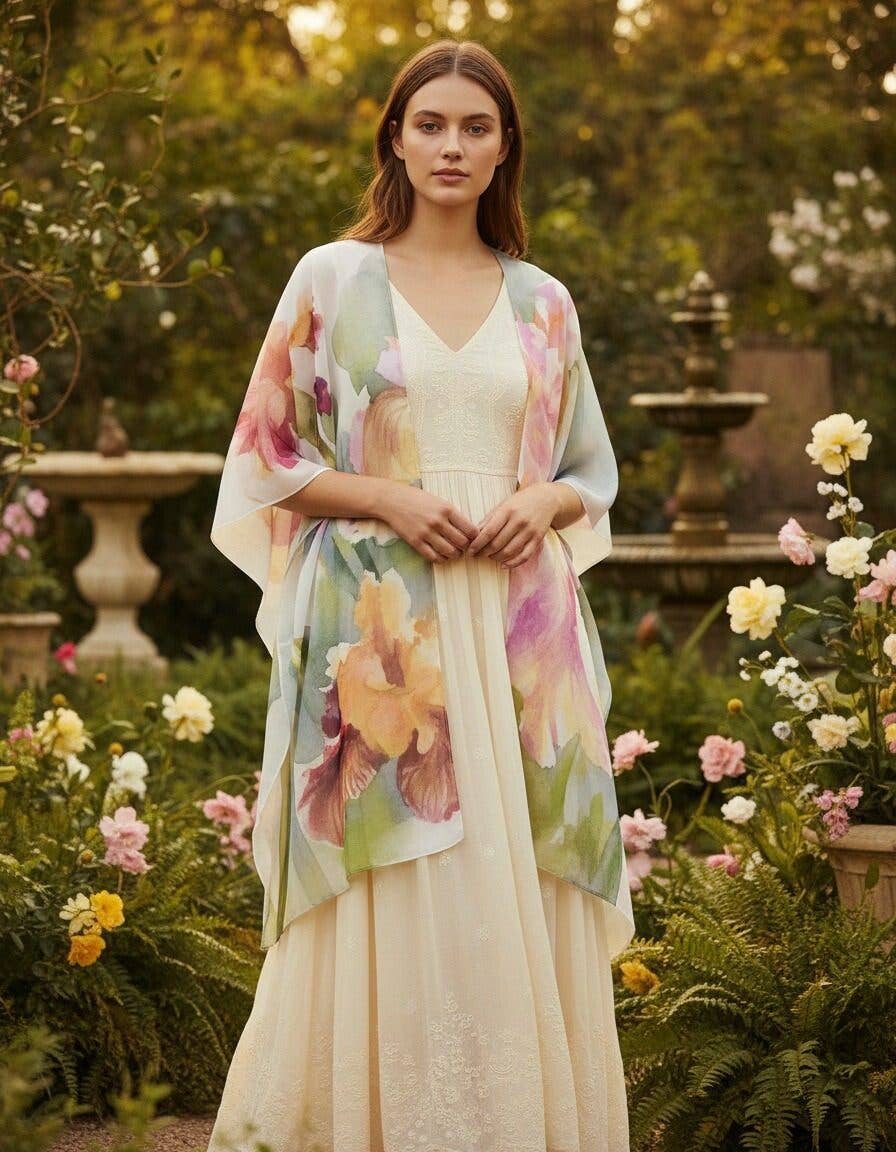 JC070961 Blooming Orchid Watercolor Kimono Cover-Up