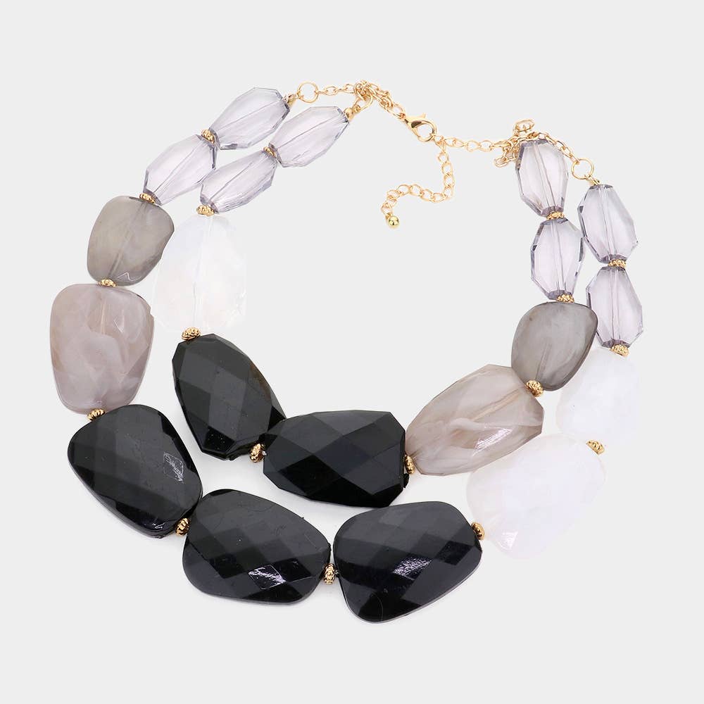 Tiered Resin Pebble Necklace: GD-CRL