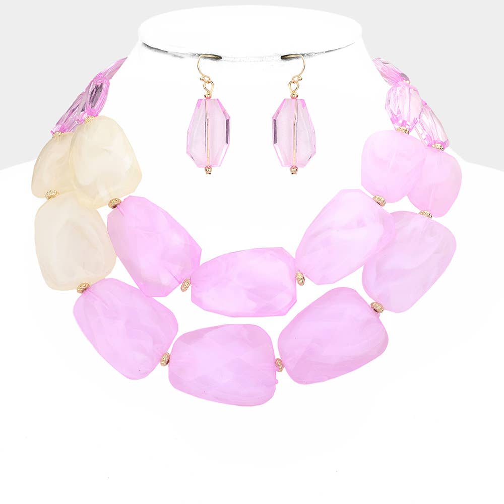 Tiered Resin Pebble Necklace: GD-CRL
