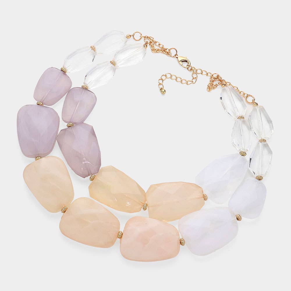 Tiered Resin Pebble Necklace: GD-CRL