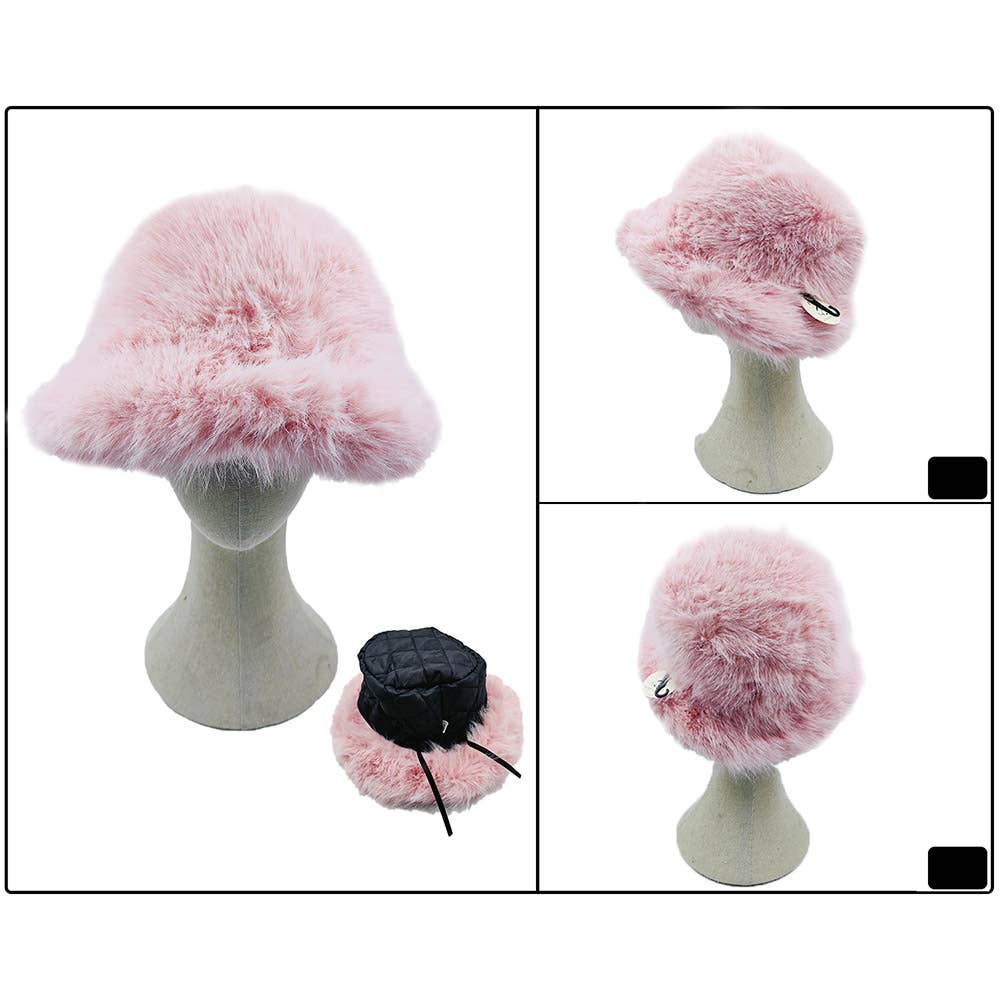 Fuzzy Faux Fur Bucket Hat
: Fu