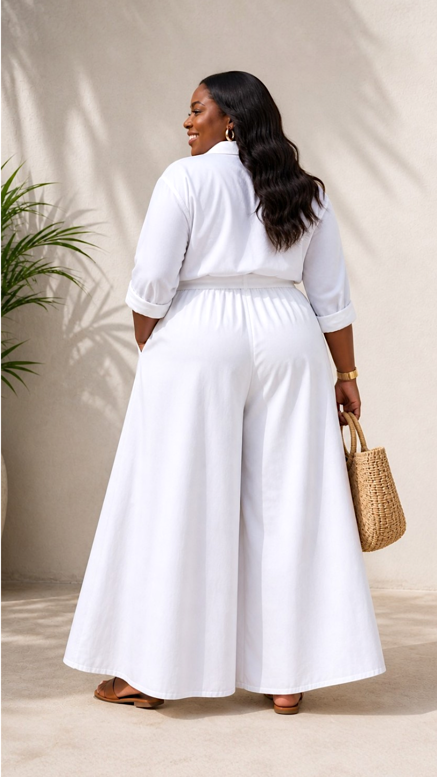 Women Palazzo Pant - White D50: White