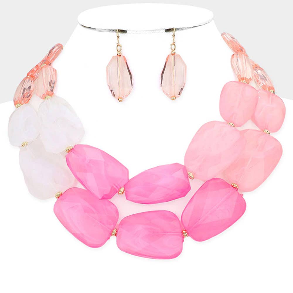 Tiered Resin Pebble Necklace: GD-CRL
