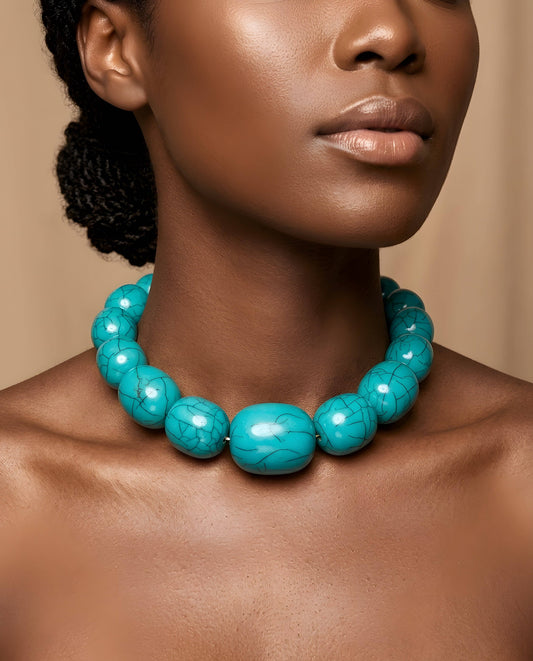 Chunky Beaded Statement Necklace | Bold Bubble Bead Choker: Green
