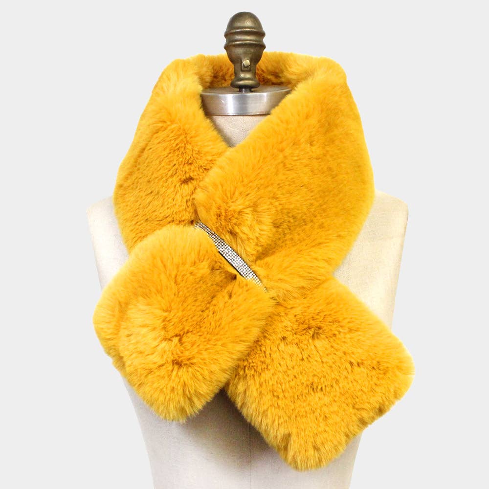 Faux Fur Bling Pull Through Scarf: Fu