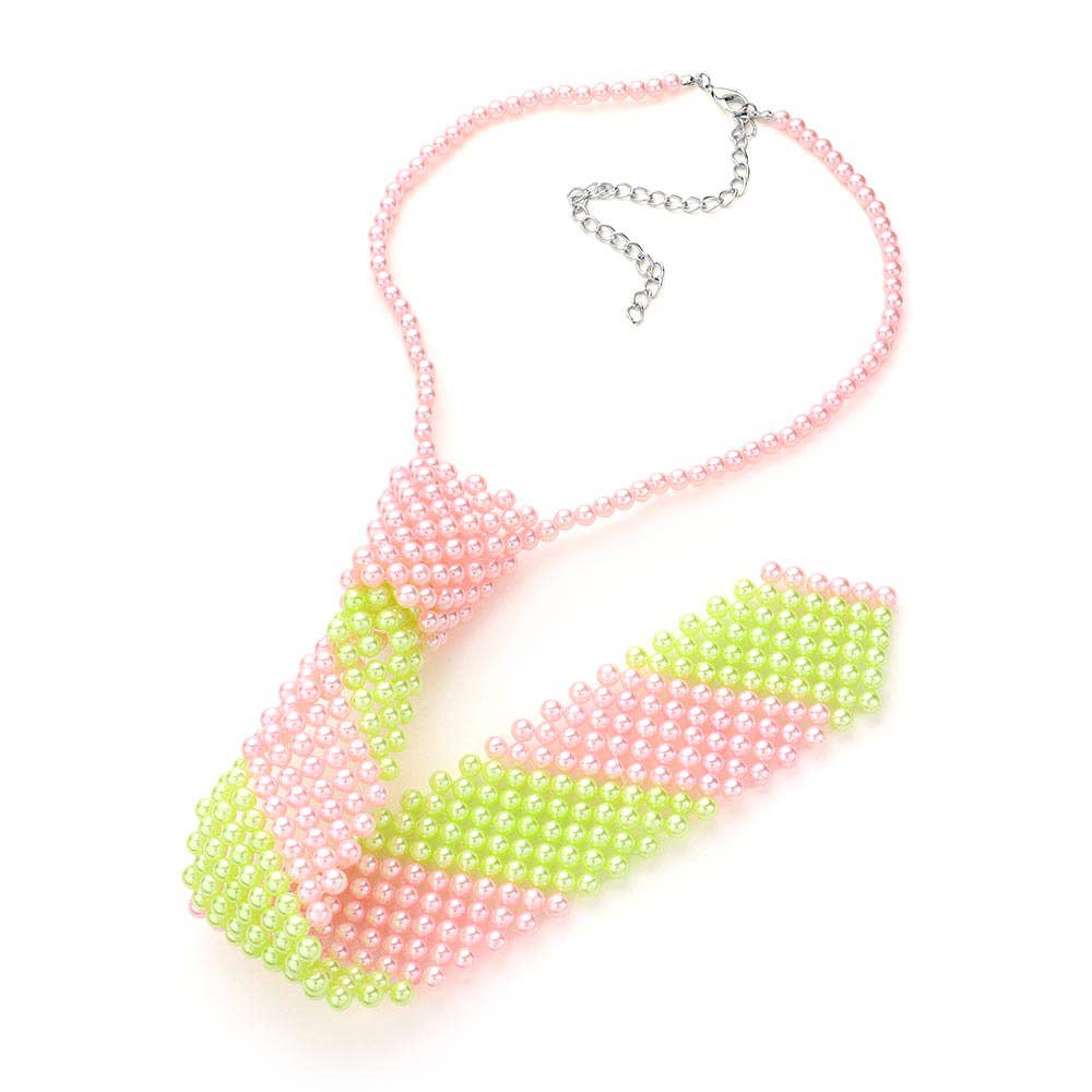 Pearl Neck Tie Necklace: Cream