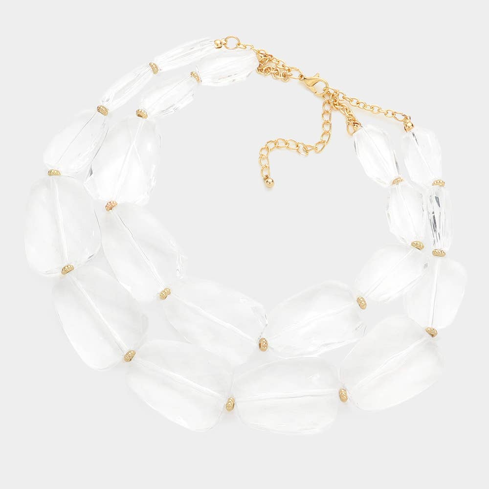 Tiered Resin Pebble Necklace: GD-CRL