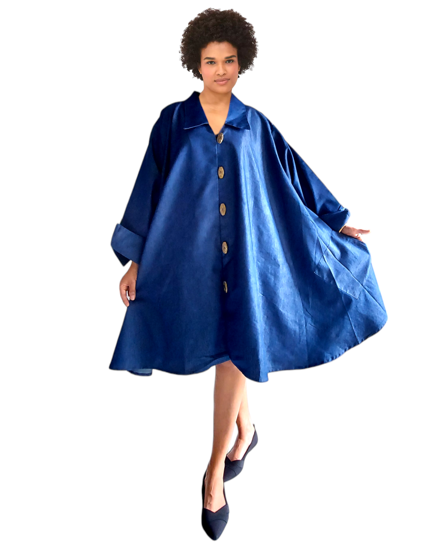 Denim Short  Dress / Blouse - 1207: Blue denim