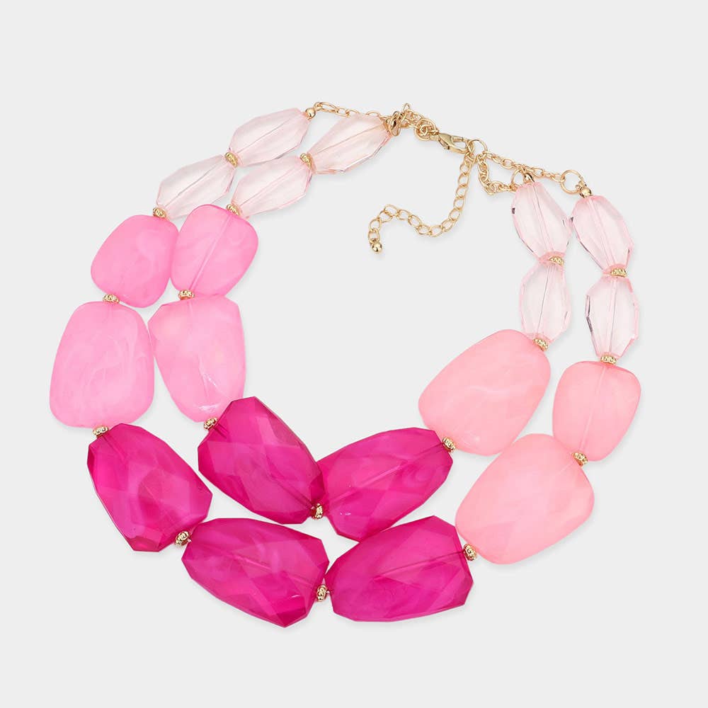 Tiered Resin Pebble Necklace: GD-CRL