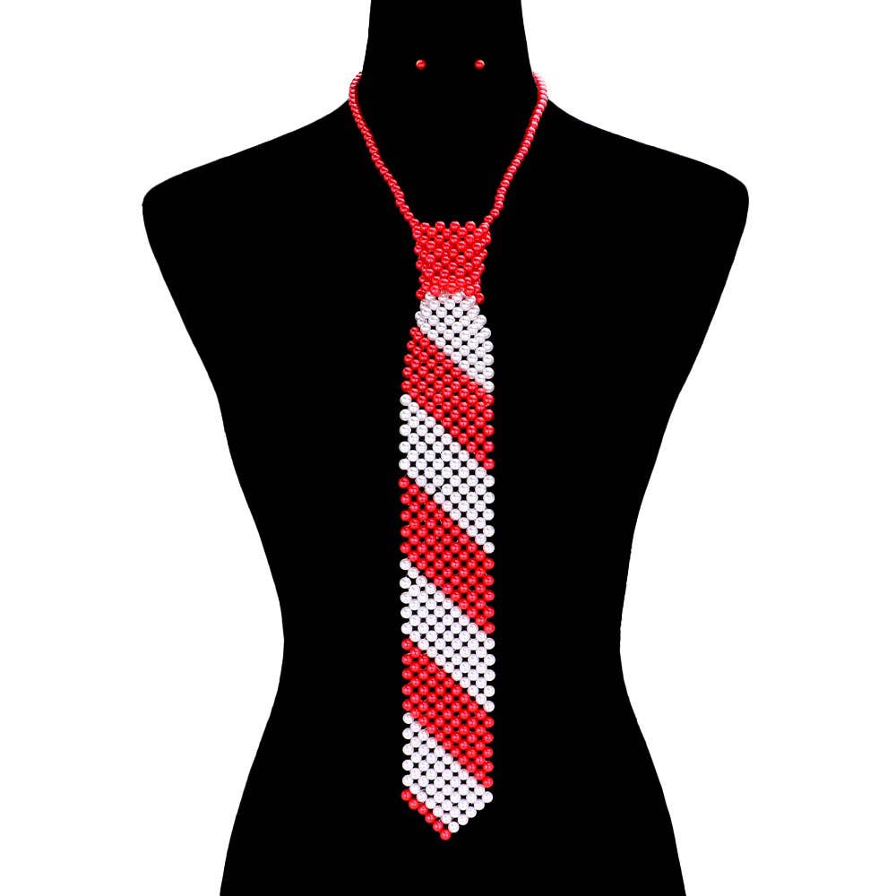 Pearl Neck Tie Necklace: Black