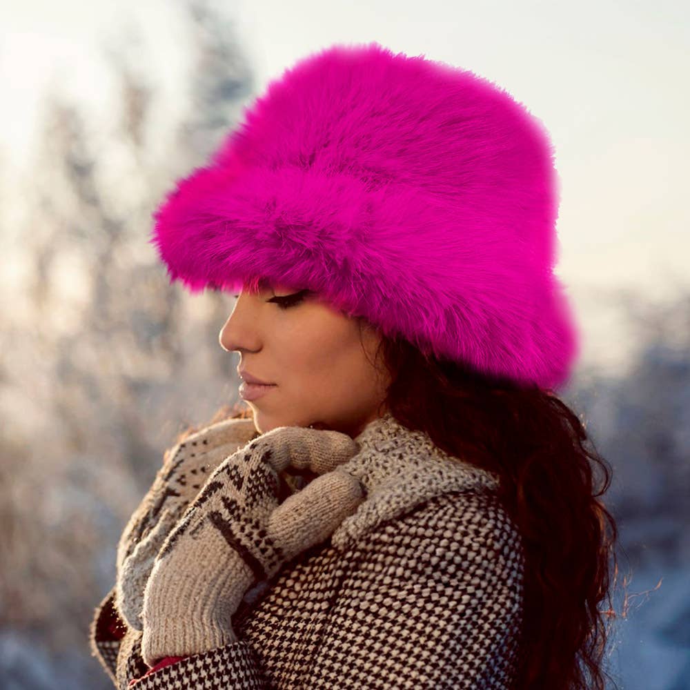 Fuzzy Faux Fur Bucket Hat
: Fu