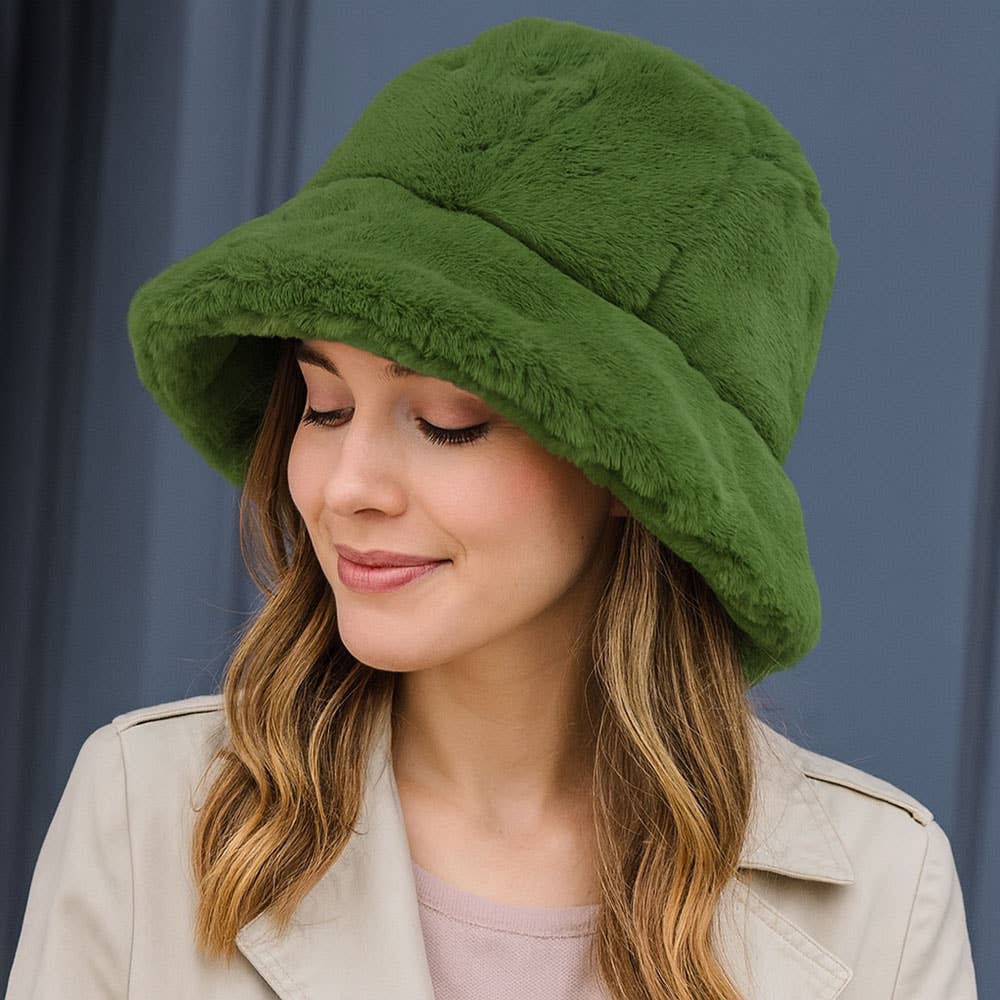 Faux Fur Bucket Hat: Leopard