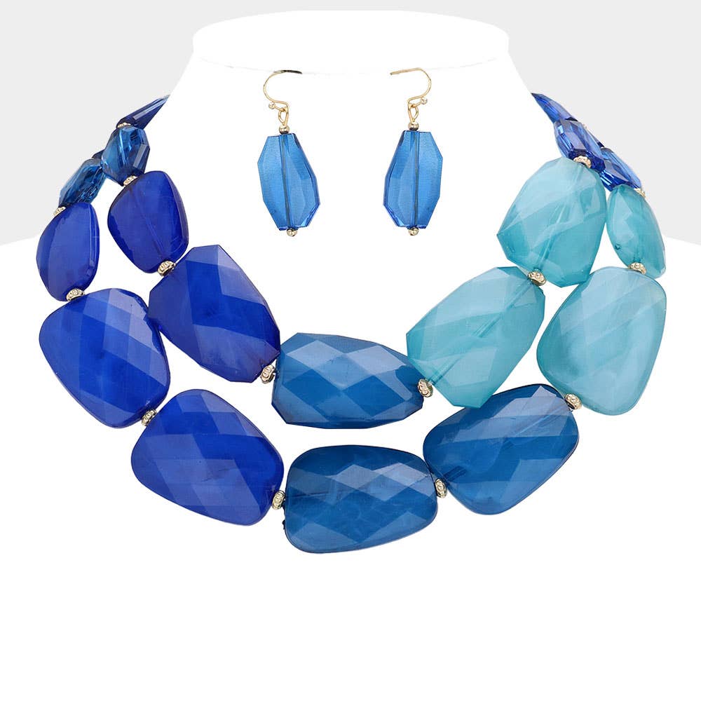 Tiered Resin Pebble Necklace: GD-CRL