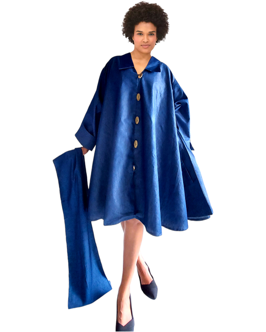 Denim Short  Dress / Blouse - 1207: Blue denim