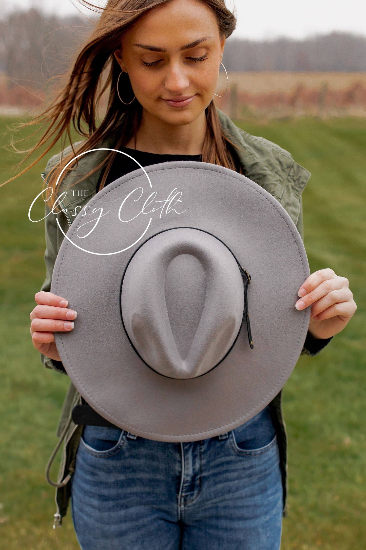 Wide Brim Hat w/ Belt - Grey ETA AUG 30