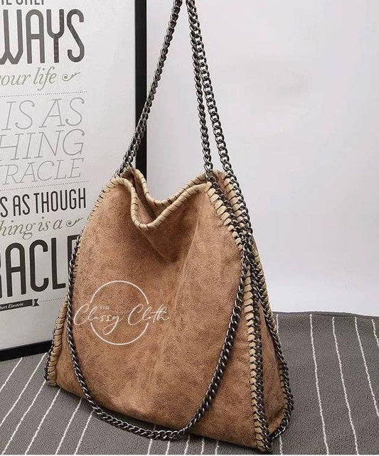 Monica Metal Chain Hobo Shoulder Bag - Tan RTS