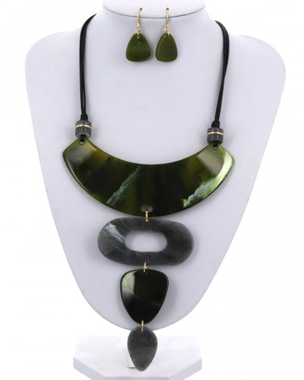 Acetate Cord Statement Necklace & Earring Set