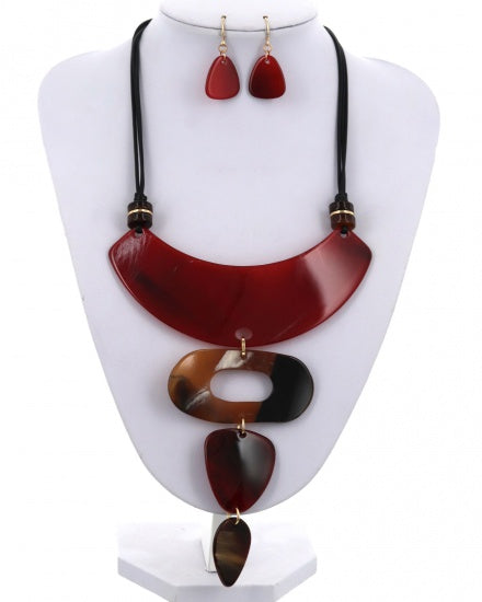 Acetate Cord Statement Necklace & Earring Set