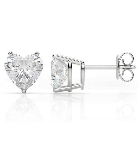 Solid Sterling Silver Created White Topaz Heart Cut Earrings