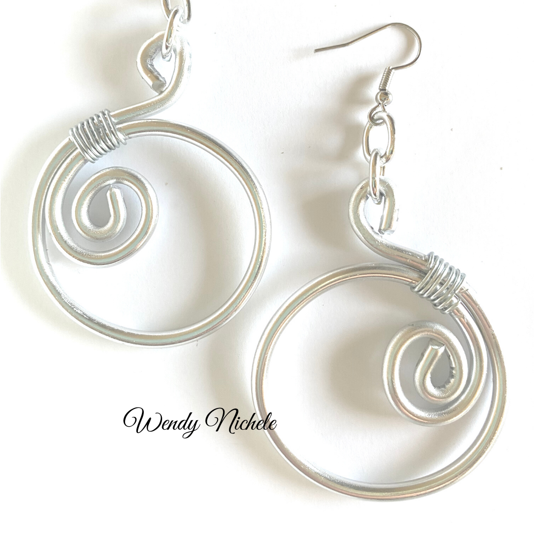 Aluminum earrings, handmade wire earrings, lightweight