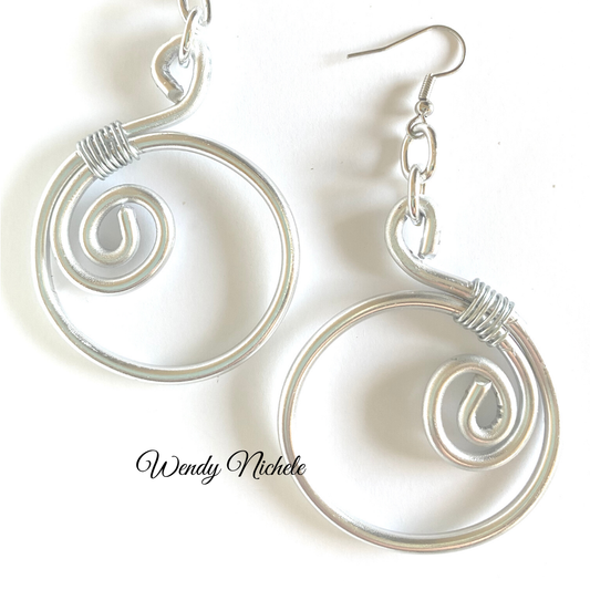 Aluminum earrings, handmade wire earrings, lightweight