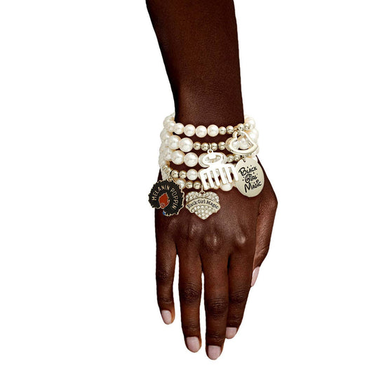 White Pearl Black Girl Magic Charm Bracelets