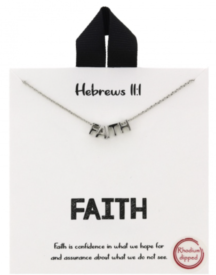 POSITIVITY COLLECTION METAL NECKLACE - RHODIUM DIPPED - FAITH