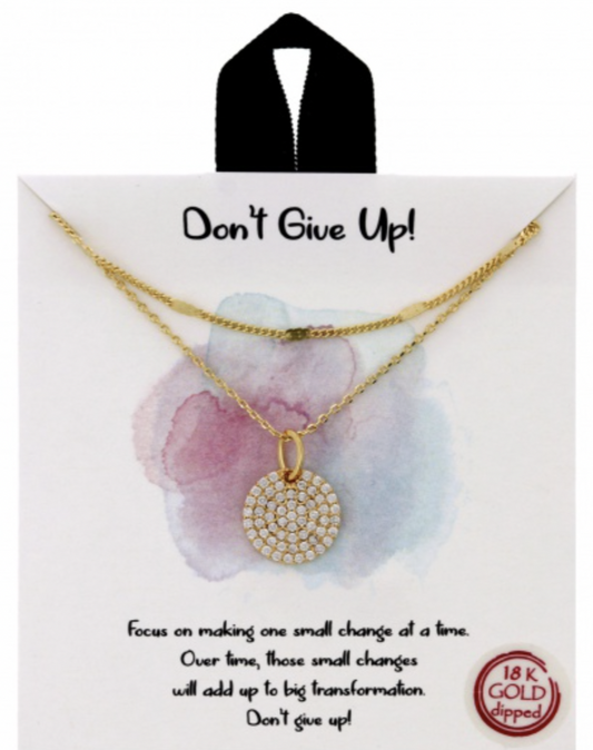 Positivity Collection Cubic Zirconia Necklace Don't Give Up!