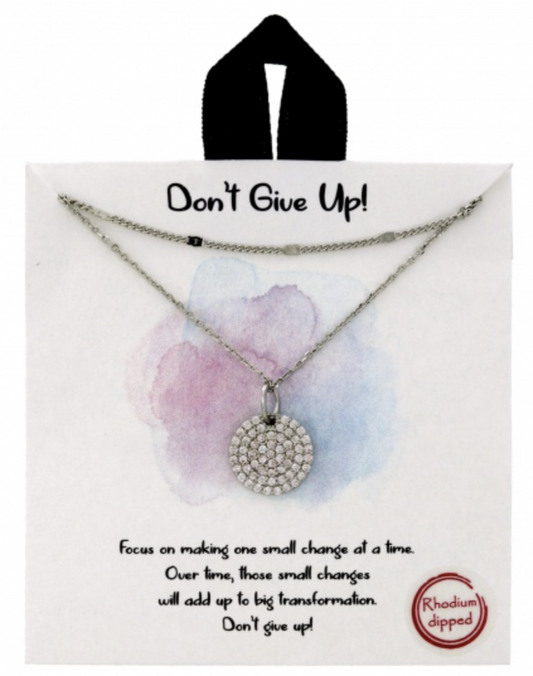 Positivity Collection Cubic Zirconia Necklace Don't Give Up!