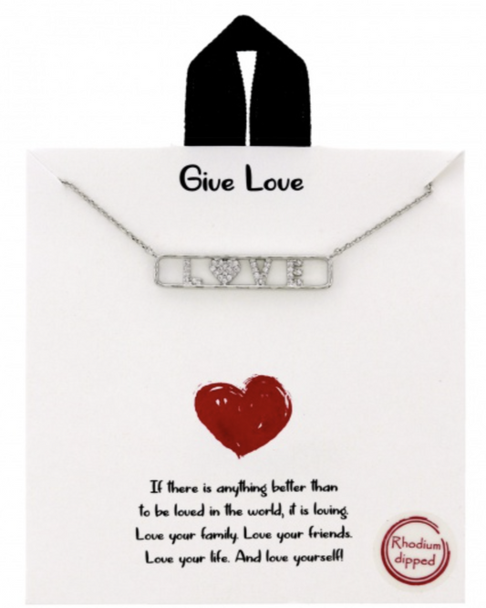 Positivity Collection Cubic Zirconia Necklace Give Love