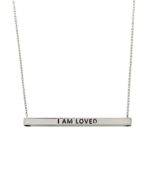 3mm Horizontal Brass Bar Necklace I AM LOVED