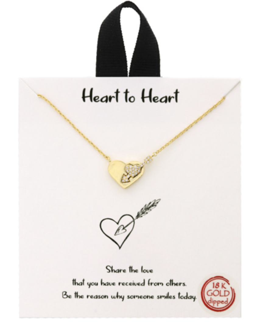 Positivity Collection Metal Pendant Necklace HEART TO HEART