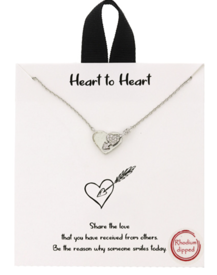 Positivity Collection Metal Pendant Necklace HEART TO HEART