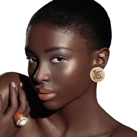 Gold 3 Pcs Black Girl Magic Studs