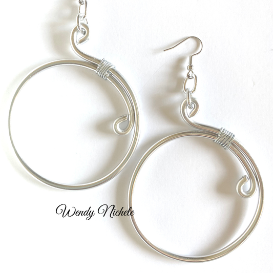 Aluminum Earrings, handmade wire earrings, lightweight