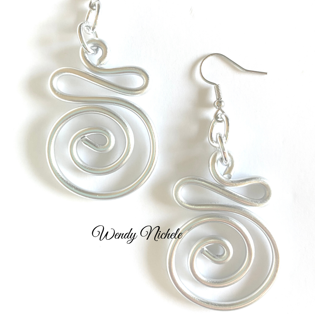 Aluminum Earrings, handmade wire earrings, lightweight