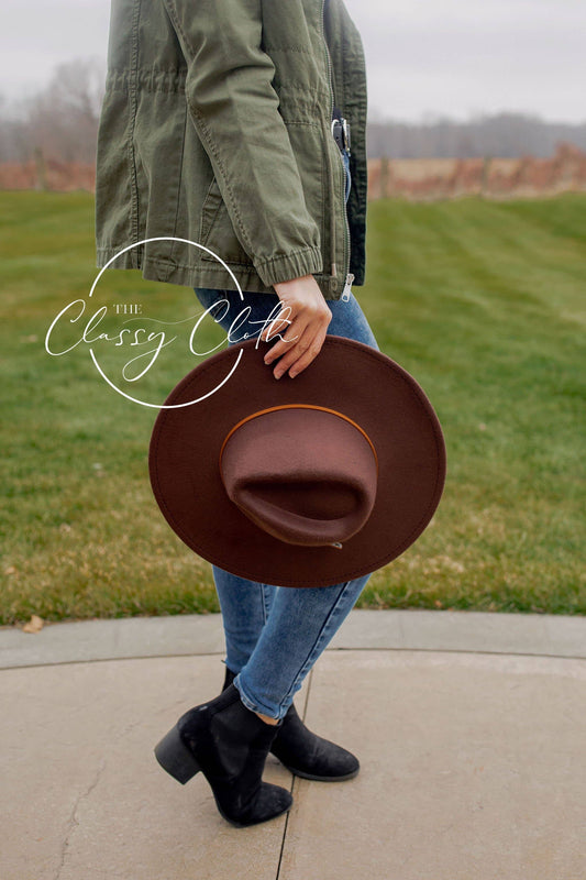 Wide Brim Hat w/ Belt - Mocha ETA AUG 30