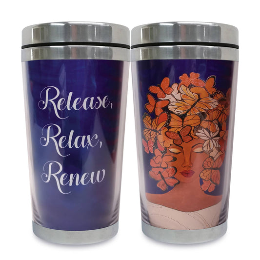 Travel Mug Release, Relax, Renew