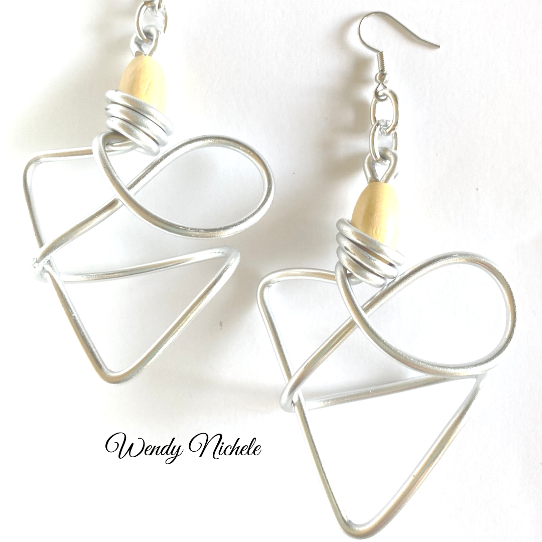 Aluminum Earrings, handmade wire earrings, lightweight